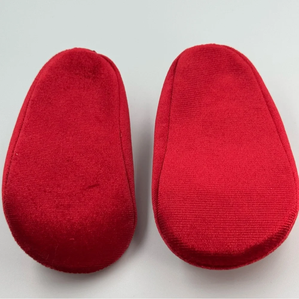 Carter’s Just One You Red Velvet Velour Baby Slip On Dress Shoes with Bows 0-3